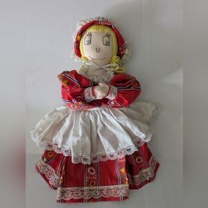 Large Vintage Handmade Cloth Doll. No Legs/ Bottom Half. Shelf Sitter.